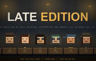 The nine staff of the newsroom. All the art is drawn in code; there are no image files in the app.