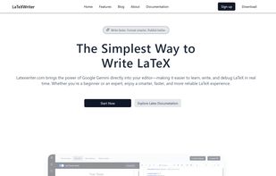 The homepage of LaTeX Writer