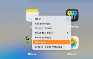 App Context Menu