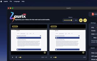 Laurix — Side-by-side preview: source video (left) vs live output preview (right)