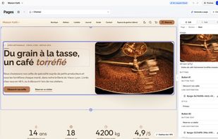 Write on the page: edit text and images directly on the page, with block settings in the side panel.