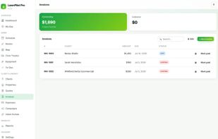 Invoices - outstanding versus collected, with status and due dates per client