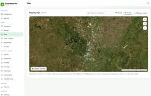 Property map with aerial view - trace a lawn to get square footage and price a quote without a site visit