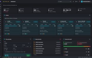 Dashboard: the day's orders, printers and money at a glance