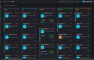 Orders board: each job from request to shipped, costed to the gram