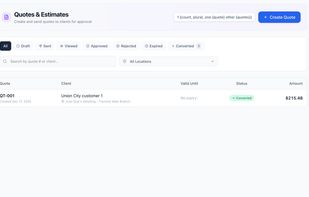 Quotes and estimates generated using ServiceHub’s pricing engine, convertible into scheduled jobs.