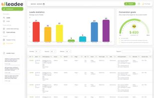 A table with leads and goal completion statistics