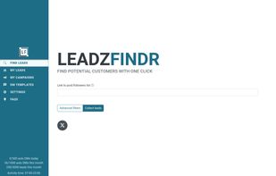 Screenshot of the LeadzFindr UI.