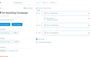 Engage along the full customer journey with Leanplum’s Mobile Marketing Automation solution. In response to personalized behaviors, you can set up a series of self-activating messages.