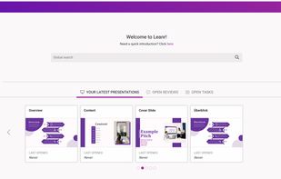 Start page, you can see the last opened slides/presentations and if you have any open tasks or reviews.