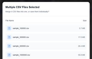 Drag in multiple CSVs and merge them into one file in seconds.