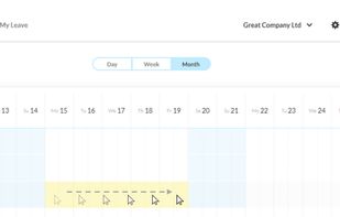 Requesting leave is as simple as dragging over the wall chart.