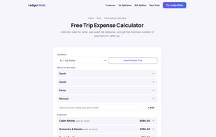 Free tools provided like Tip Expense calculator