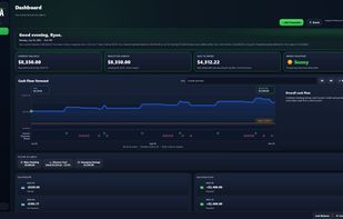 Dashboard
Review current balances, projected lows, safe-to-spend estimates, upcoming activity, and the complete cash-flow forecast at a glance.