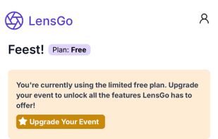 LensGo.app homepage after logging in. 