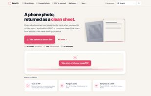 The LensUp home page with the in-browser scanner.