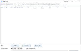 PDF to Excel Screen