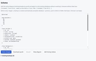Text based schema editor. Plant UML