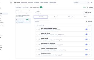Visual rule builder with conditions, actions, and priorities