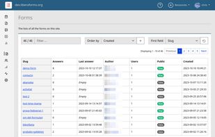 Admin forms interface