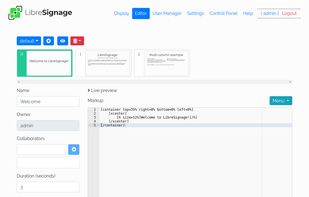 LibreSignage screenshot 1