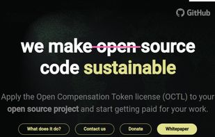 Main website of the Open Compensation Token License, linking the whitepaper and the github repositories
