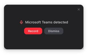 Meeting detected popup - LMP auto detects meetings and can record them without a bot.