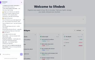 LifeDesk AI Assistant is built into your daily workflow, so help is always close when you need it. Open the panel, ask your question, and keep your current page visible while the conversation continues beside your work.