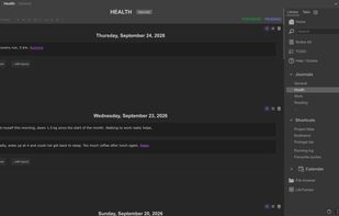 Example of a journal, the easy access to add a note in LifeJournal