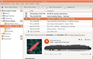 Play SoundCloud music in Liferea.