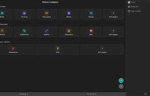 Categories home screen. One category for each domain that you track.