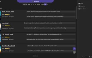 Movie collection example, "Past" (watched list) filter.