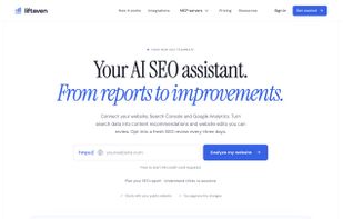 Liftaven homepage showing the SEO assistant and a labelled illustrative workspace preview.
