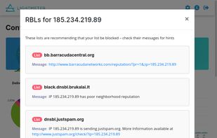 RBL check results in Lightmeter 1.0.1