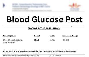 Blood Glucose Post Report Sample
