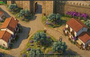 Town square, dodging an aggressive bull near the arena