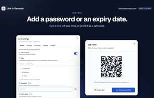 Protect links with passwords and expiry dates, disable access anytime and download QR codes.