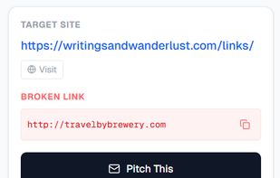 result broken link card.