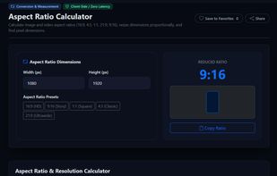 Video and banner aspect ratio calculator