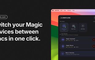 One click, and your keyboard, mouse, and trackpad follow you to whichever Mac you're using.
