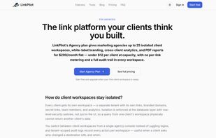 Agency console — white-label link management across isolated client workspaces