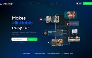 The main landing page of Linksome with the option to navigate to category-based pages, profile reviews and to visit the dashboard.