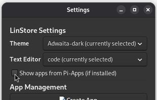 Toggle to show Pi-Apps' app library