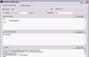 Bundle editor to manage snippets.