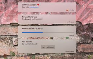 Link, Markup, Progressbar, and Action support