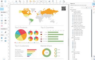 Create reports and more in the included Report Designer.