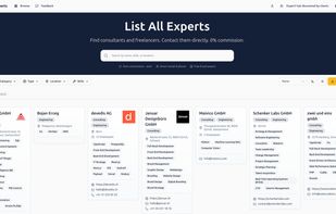 Main Dashboard of listallexperts.com in bright mode