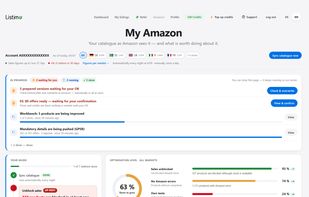 My Amazon cockpit: your catalogue from up to 10 EU marketplaces, synced every night, with everything running or waiting for you.