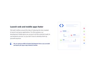 We are saving you 80% of backend development time so you can build and launch your app in days instead of months.