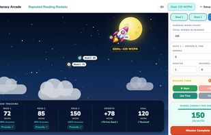 Research-based repeated reading game that supports fluency growth across multiple reads with rate, accuracy, and prosody tracking.